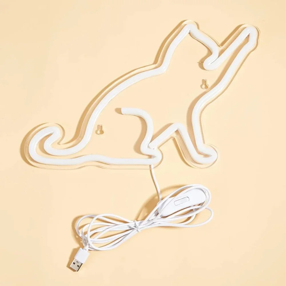 Cat LED Neon Sign Warm White USB Night Light for Kids Room Wall Decor  Gift - Picture 2 of 6